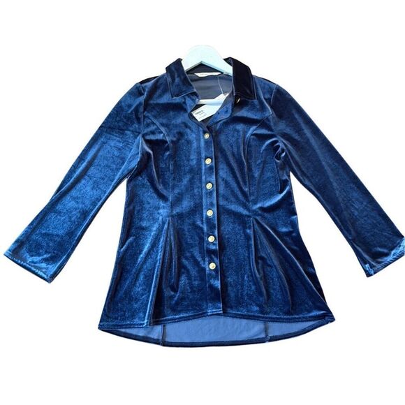 Soft Surroundings NWT enchanted velvet button down blouse sp - Picture 3 of 11